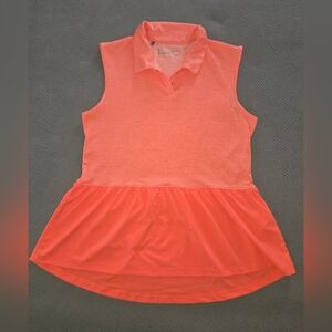 Under Armour Heatgear Peplum Sleeveless Golf Pro Shirt women's medium - Orange